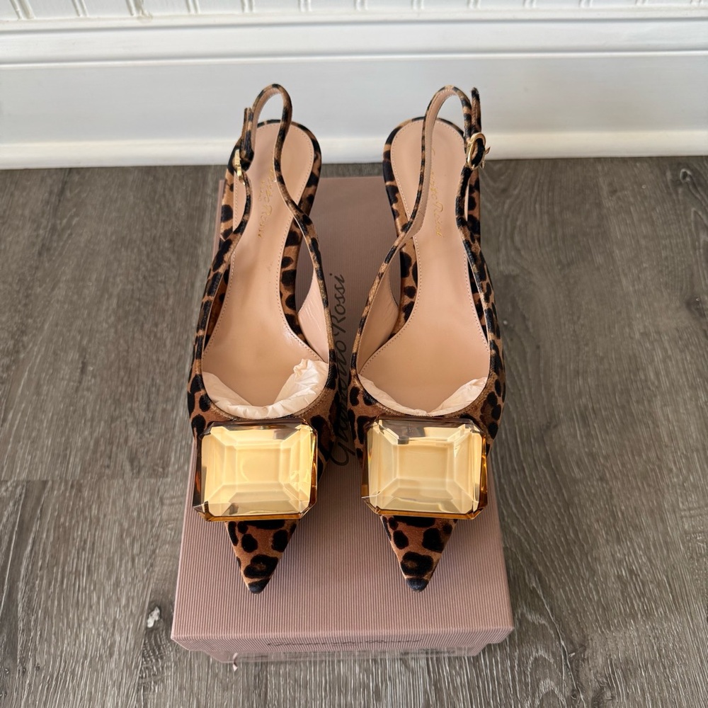 Gianvito Rossi Jaipur 55 leopard-print velvet slingback pumps - Picture 7 of 11
